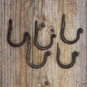 hand forged rounded hammer textured iron hooks (5)