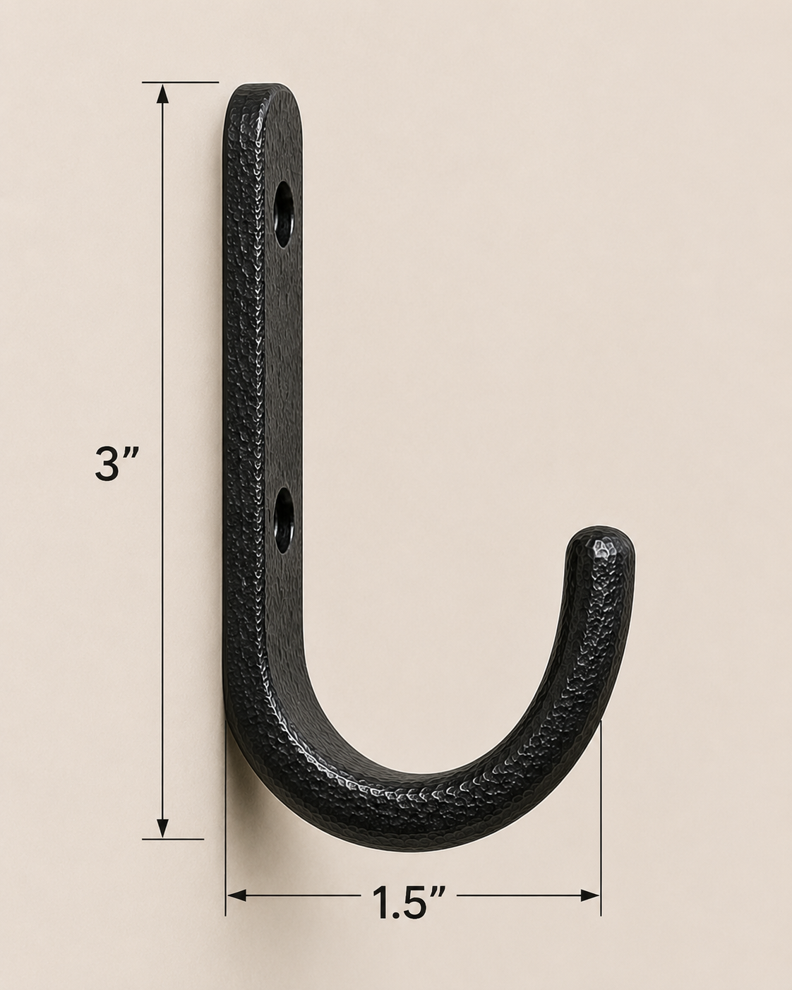 Hand-Forged Wall Hook Double Mounting Holes - Image 3