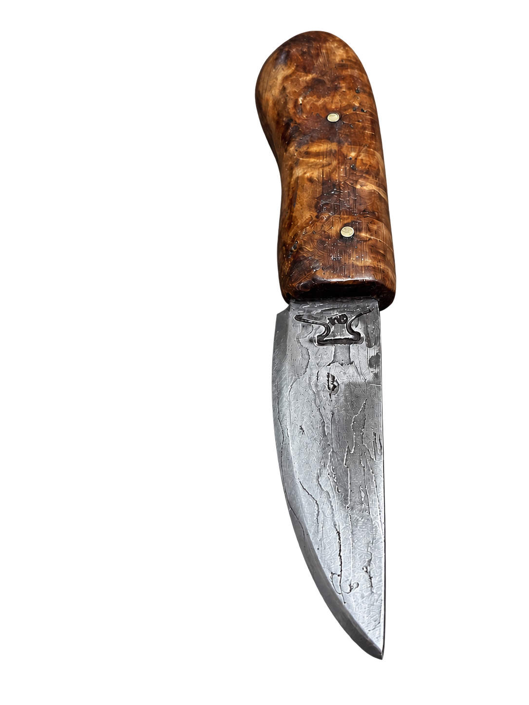 Laminated chainsaw chain knife, angled view