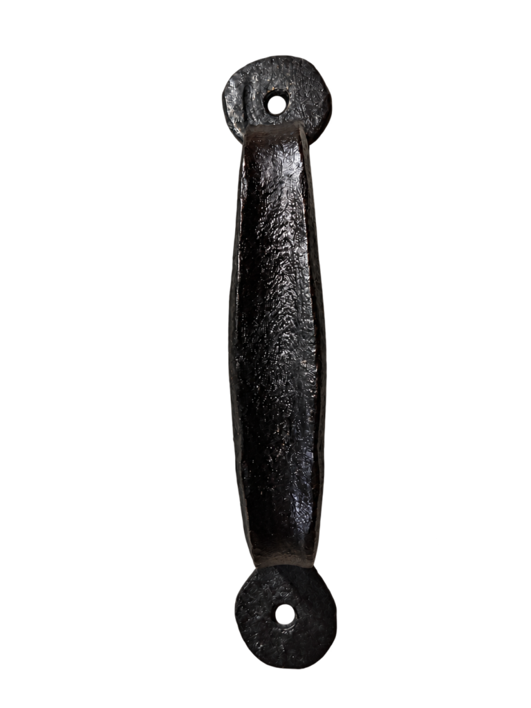 Front view of the hand-forged iron door handle