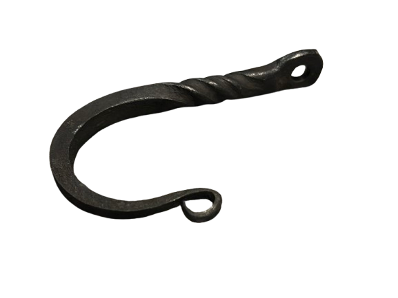 Hand-Forged Twisted Iron Hook — Rounded Mount — Small Size